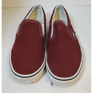 Vans Classic Slip-On Burgundy Maroon Canvas Skate Shoes Mens 9 Womens 10.5